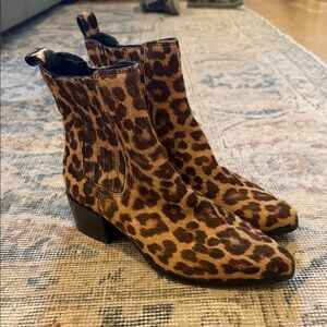 Banana Republic Calf Hair Leopard Ankle Boots